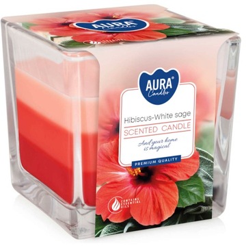 Świeca zapachowa Hibiskus-Biała Szałwia 32h 8x8x8