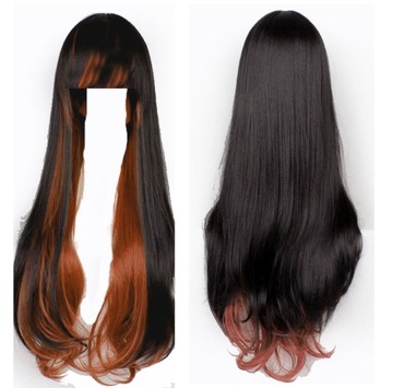 АНИМЕ КОСПЛЕЙ ПАРИК ЧЕРНЫЙ, прямые волосы, косы, ДЛИННЫЙ УНИВЕРСАЛЬНЫЙ 55см