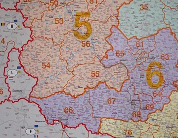 Почтовые индексы настенной карты Германии 1:750 000