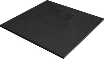 MEXEN HUGO BRODZIK KWADRATOWY SMC STRUKTURA KAMIENIA 80 x 80 CM CZARNY
