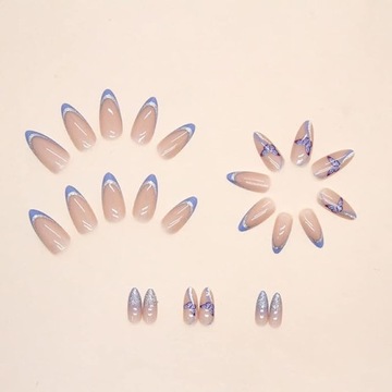 НАКЛЕЙЧИВЫЕ НАКЛЕЙКИ ДЛЯ ИСКУССТВЕННЫХ НОГТЕЙ ЦВЕТ МИНДАЛЬ ФРАНЦУЗСКИЙ ГЕЛЬ САМОКЛЕЙКИ 24ШТ.