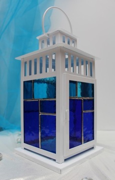Витражный фонарь Синий акцентный фонарь для сада и дома