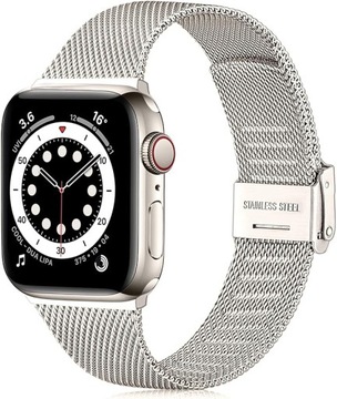 Bransoleta Ouwegaga do Apple iWatch 9/8/7/6/5/4/3/2/1 40mm stal srebrna -B1