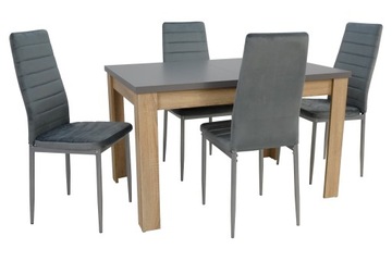 Zestaw 4x krzesła WELUR + stół LAMINAT rozkładany