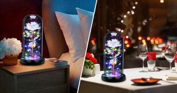 ВЕЧНАЯ РОЗА В СТЕКЛЕ Ночник Искусственные цветы ПОДАРОК ​​ЖЕНЩИНЕ МАМЕ