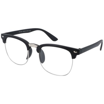 Okulary zerówki nerdy kujonki czarne MATOWE