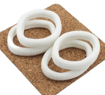 GUMKI DO WŁOSÓW ŚNIEŻNO BIAŁE FROTKI 7 cm 4 SZTUKI KOMPLET