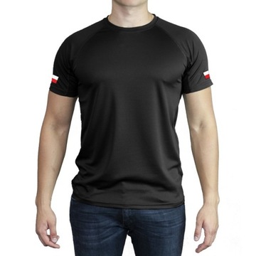 koszulka wojskowa techniczna t-shirt wojskowy pod mundur czarna flagi PL