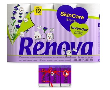 Papier toaletowy Renova Lavender 12R +chusteczki
