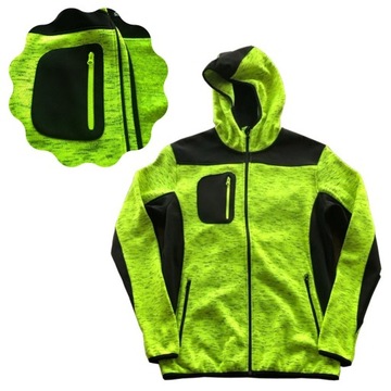 Bluza z kapturem męska damska CIEPŁA ochronna SOFTSHELL dzianina żółta L
