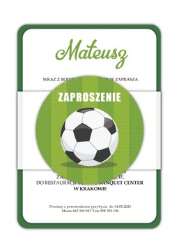 ZAPROSZENIE NA ROCZEK URODZINY DLA PIŁKARZA PIŁKA