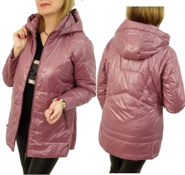 Kurtka Pikowana Wiosenna z Kapturem SONIA 48 4XL