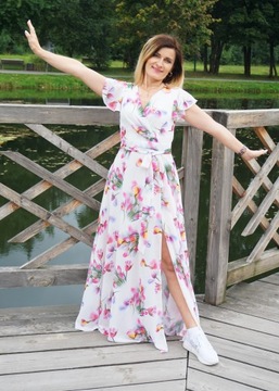 ДЛИННОЕ ПЛАТЬЕ-ТЮЛЬПАН С ШИРОКИМ НИЗОМ, размер 44