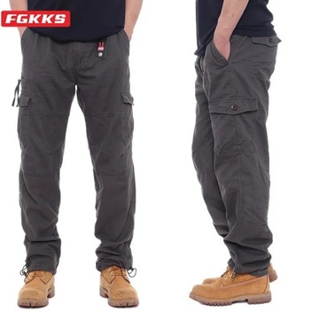 FGKKS Men Multi-pocket Cargo Pants Zipper Pure Cot