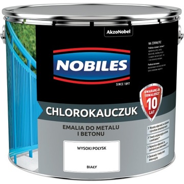 Nobiles Emalia Chlorokauczuk Do Metalu Biały wysoki połysk - 10L