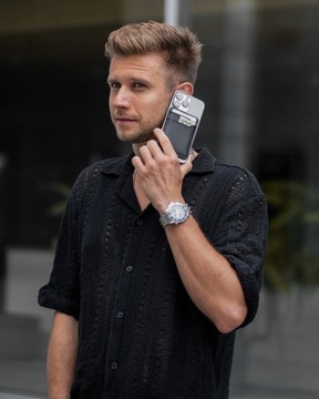 Skórzany magnetyczny portfel do iPhone MagSafe Etui na karty RFID Czarny