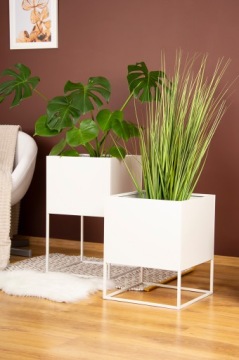 МЕТАЛЛИЧЕСКИЙ ЦВЕТОЧНЫЙ ВАЗ RODOS MAXI, 45 см, БЕЛЫЙ