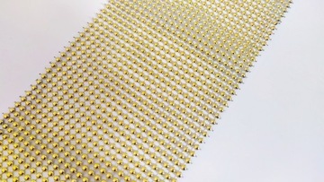 Taśma ozdobna do firan zasłon PÓŁ PERŁY Koraliki ZŁOTA ROLKA 12cm x 9m