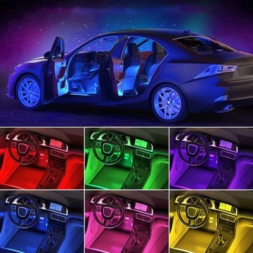 Светодиодное освещение RGB Интерьер автомобильной кабины полоски USB -лент управление приложением