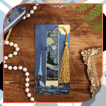 Zakładka do książki metalowa na prezent elegancka znacznik blaszka złota