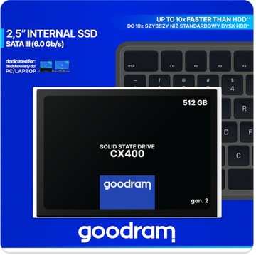SSD-накопитель GOODRAM CX400 512 ГБ, 550/500 МБ/с, SATA3