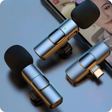 2 беспроводных петличных микрофона с зажимом USB-C. Прямая трансляция видеоблогов на платформе Android
