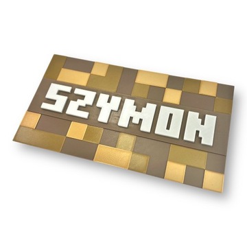 KAJAWIS Tabliczka Naklejki na ścianę 3D z IMIENIEM prezent MINECRAFT IMIĘ