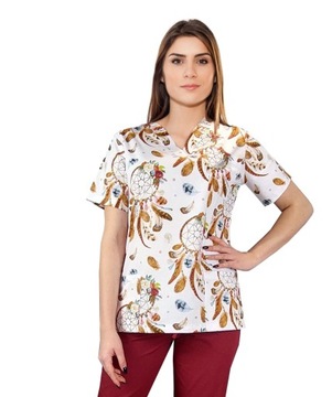 Bluza medyczna damska fartuch kolorowy wzorek XXL