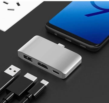 Конвертер многопортового адаптера HUB USB-C 3.1 в USB-C/HDMI 4k/USB 3.0