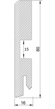 Размеры МДФ СТРИП CUBO. 16х80мм длина 100см белый