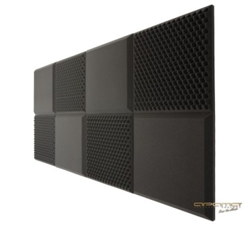 Комплект из 8 самоклеящихся серых плоских и вафельных акустических панелей