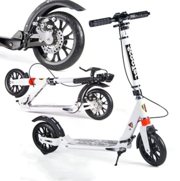 HULAJNOGA URBAN SCOOTER BIAŁA 2 KÓŁKA HAMULEC TARCZOWY