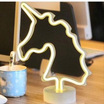 NEON LED DEKORACYJNY JEDNOROŻEC OZDOBA multikolor USB/Baterie