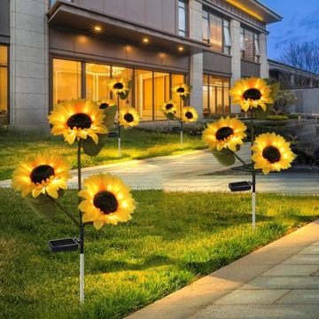 2x САДОВАЯ УЛИЧНАЯ ЛАМПА СОЛНЕЧНАЯ СВЕТОДИОДНАЯ ЛАМПА с цветами ПОДСОЛНУХИ