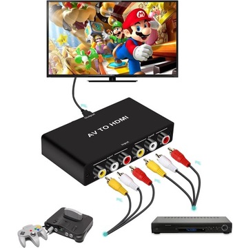 Переключатель адаптера-конвертера с аналогового 2x AV RCA CVBS на цифровой HDMI