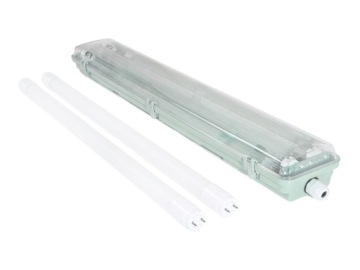1x OPRAWA HERMETYCZNA 2x60CM + 2x ŚWIETLÓWKA LED 9W 3000K
