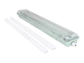1x OPRAWA HERMETYCZNA 2x60CM + 2x ŚWIETLÓWKA LED 9W 6000K