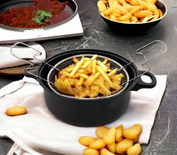 GARNEK DO SMAŻENIA FRYTEK ZESTAW POKRYWA KOSZYK UNIWERSALNY KLASYCZNY 24CM