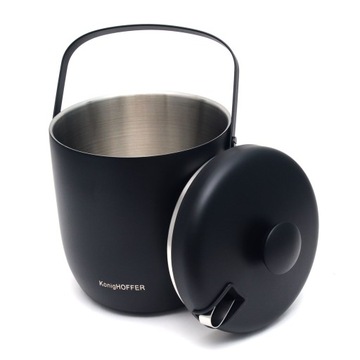 Ведро для льда 2,8 л с крышкой и щипцами, ЧЕРНОЕ, большое