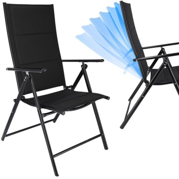 SKŁADANE KRZESŁO OGRODOWE REGULOWANE OPARCIE ALUMINIUM FOTEL