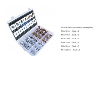 ZESTAW NITONAKRĘTEK M3-M10 MIX 300SZT ALU+STAL