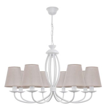 Duży stylowy żyrandol do salonu OLIVER 8 elegancka biała lampa wisząca