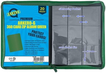 Альбом ARKERO G с замком, 360 карт, 9 окон, ЗЕЛЕНЫЙ