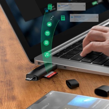 Ugreen adapter czytnik kart SD / micro SD (USB-A / USB-C) czarny