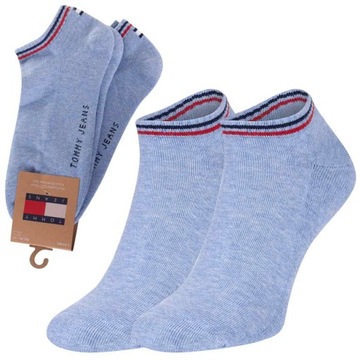 TOMMY HILFIGER SKARPETY SKARPETKI STOPKI 2P NIEBIESKI MELANŻ r.43-46