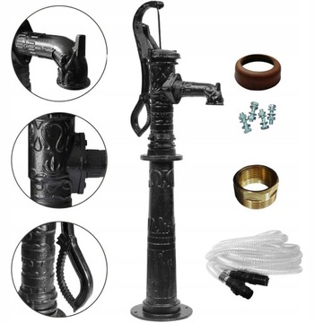 POMPA ABISYNKA OZDOBNA OGRODOWA DELUX CZARNA +PODSTAWA +WĄŻ -WYSOKA JAKOŚĆ!