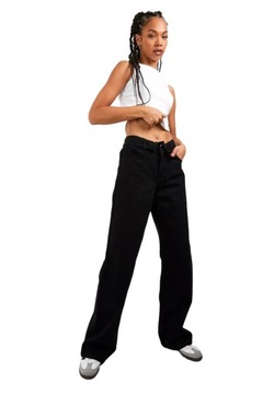 BOOHOO TALL DAMSKIE JEANSY WIDE LEG Z WYSOKIM STANEM CZARNE L 40