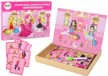 ZESTAW EDUKACYJNYCH PUZZLI MAGNETYCZNYCH Z MOTYWEM BARBIE