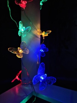 СВЕТОДИОДНАЯ СОЛНЕЧНАЯ ЛАМПА ГИРЛАНД-БАБОЧКА НАКАЧИВАЕМАЯ, РАЗНОЦВЕТНАЯ RGB