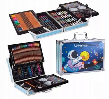 НАБОР МЕЛКОВ В ЧЕМОДАНЕ ДЛЯ РИСОВАНИЯ ПЛАСТИКОВЫЕ МАРКЕРЫ КРАСКИ